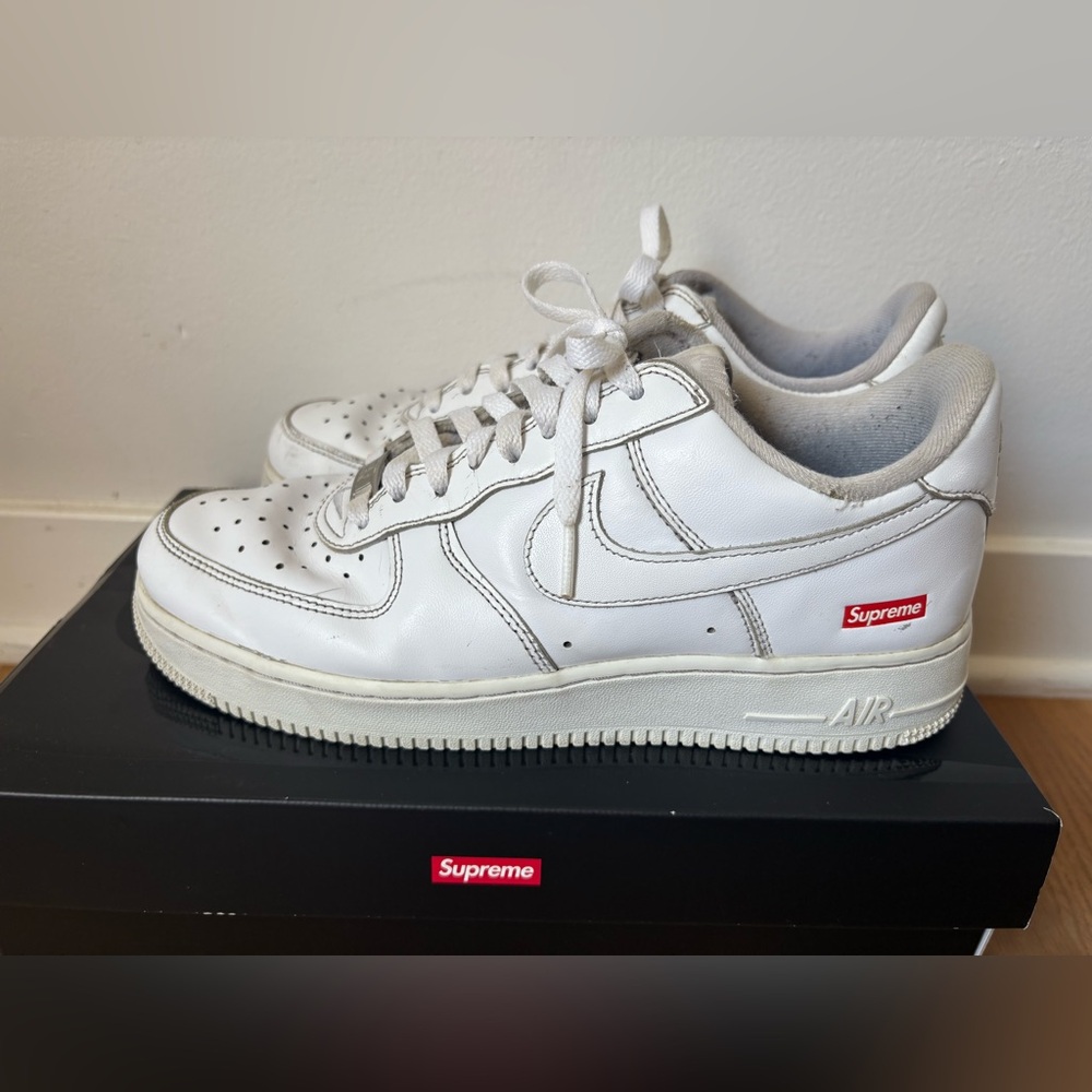 Supreme White Leather Nike Air Force 1 Supreme Size 8